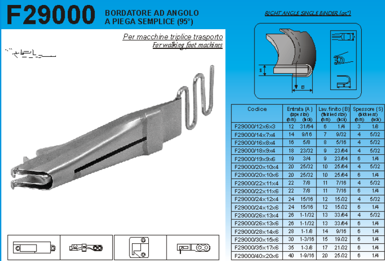 BORDATORE ANGOLO PIEGA SEMPLICE 20-10-6 TRIPLICE (922)